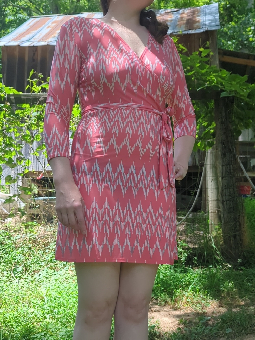 Star Vixen Coral and White Patterned Dress